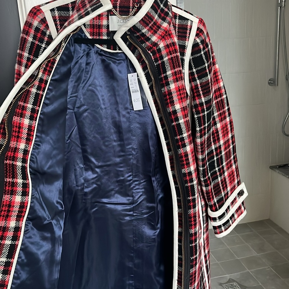 BRAND NEW JCrew Collection car coat in winter plaid Italian stadium-cloth wool. - Picture 14 of 16